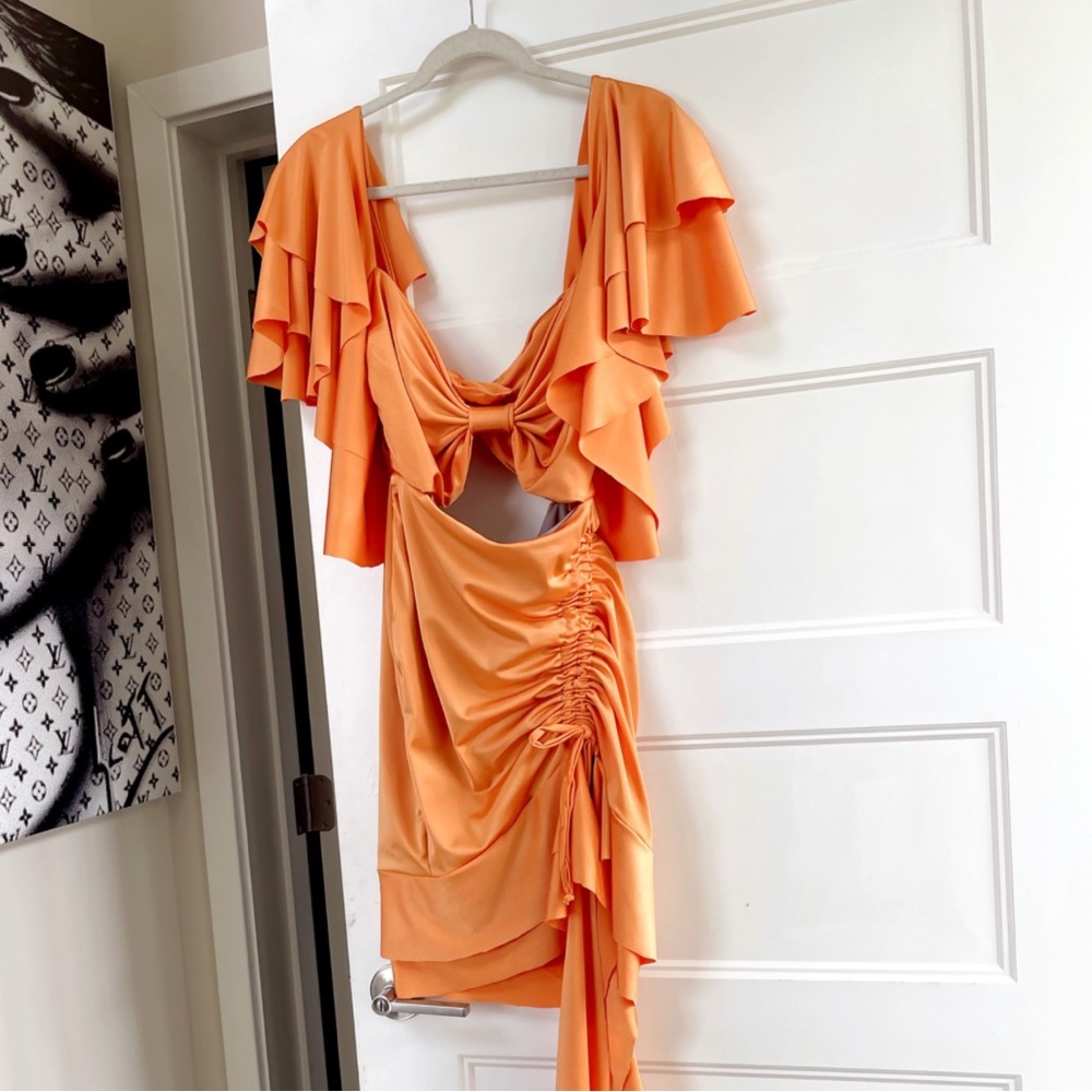 House of L’urre Satin Ruffle Dress M